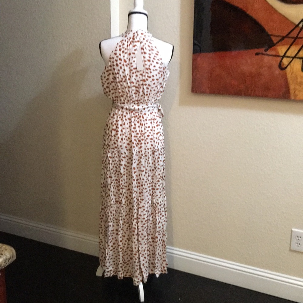 Polkadot dress in beige/brown dots. Blue drops 5/9 - Picture 10 of 11